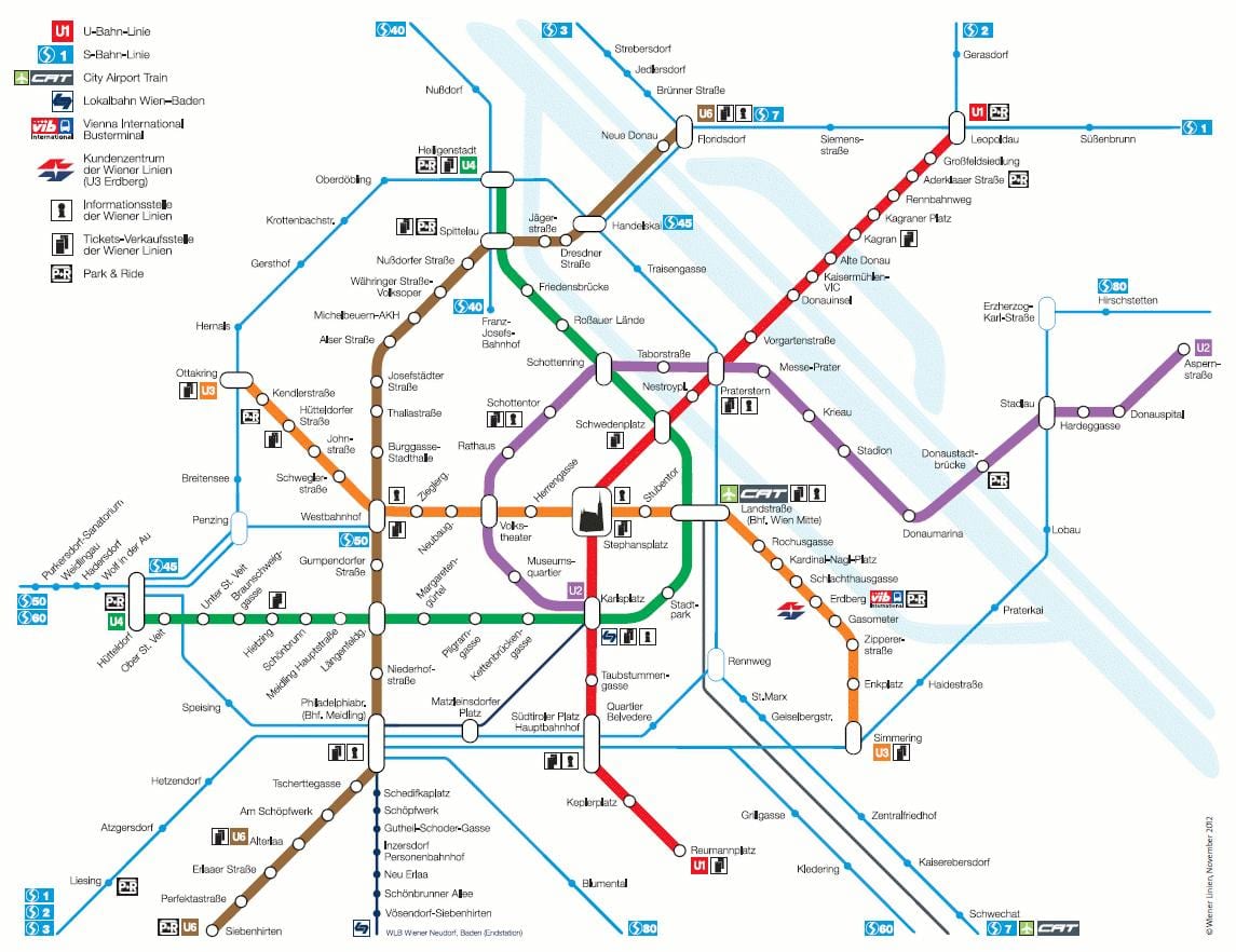 Beč s bahn mapu