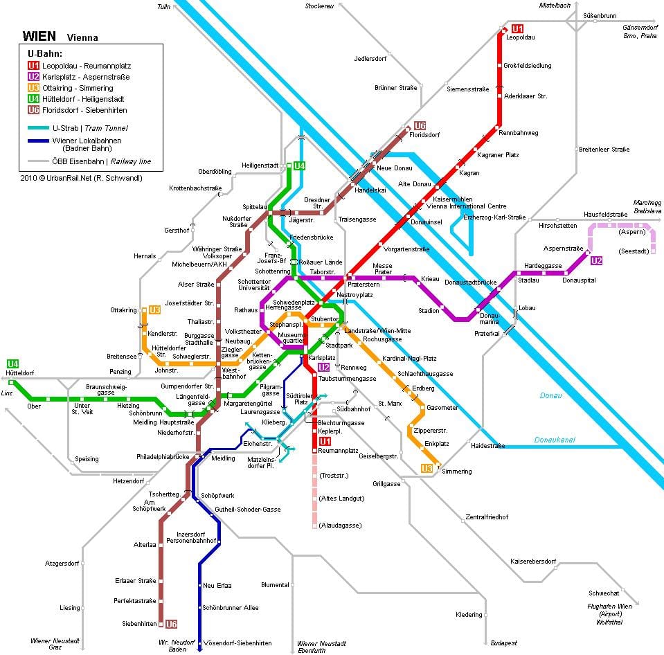 Beč s bahn mapu