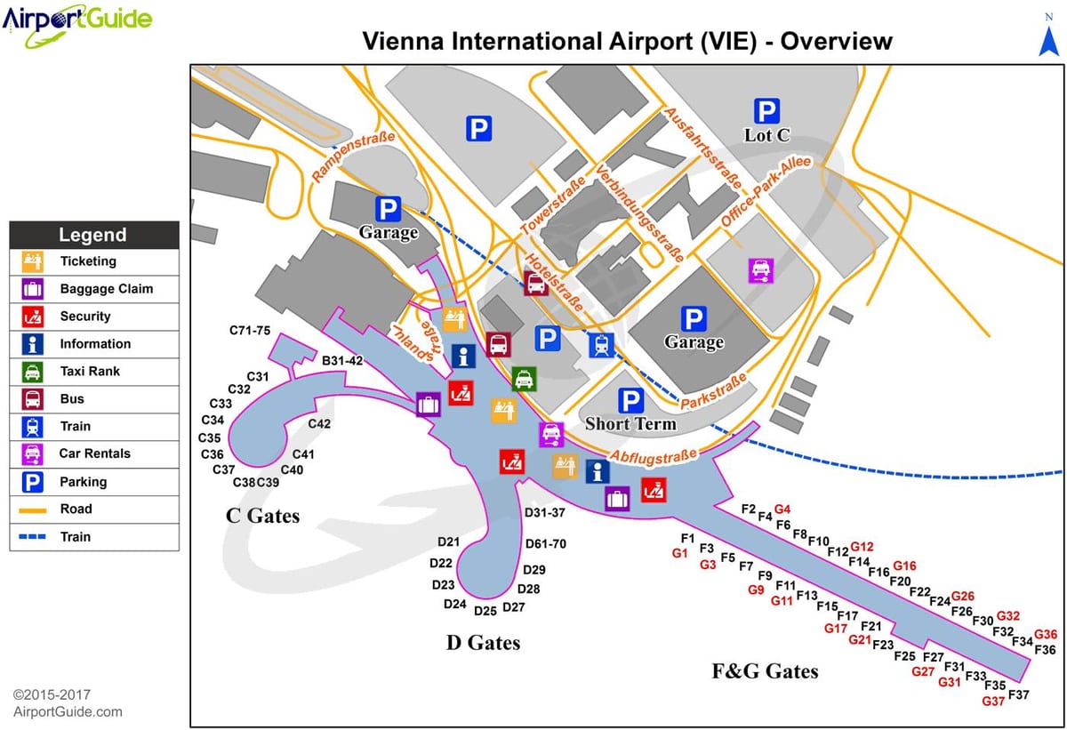 Beč aerodrom mapu