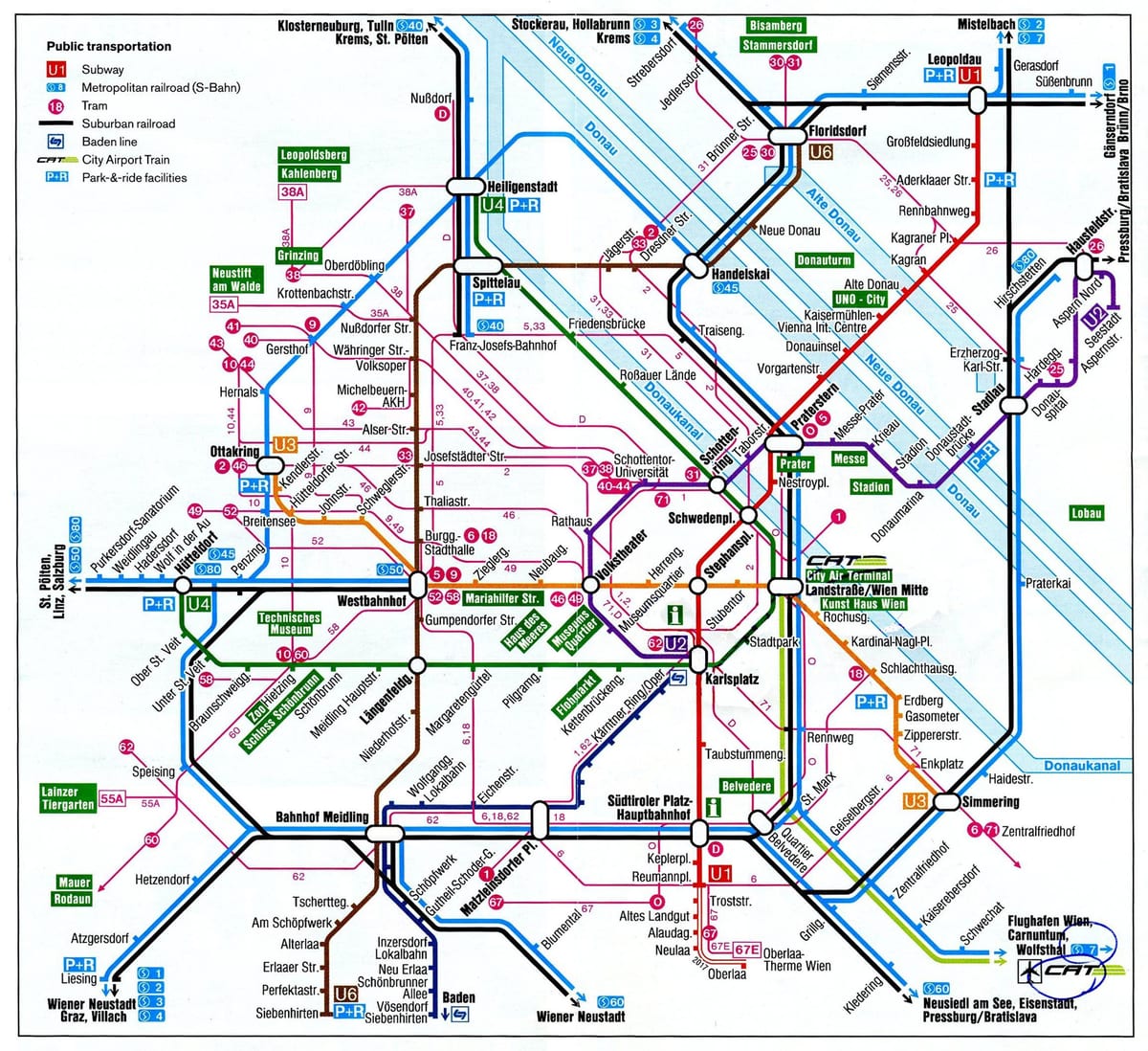 Mapa Beču Austrije vozu