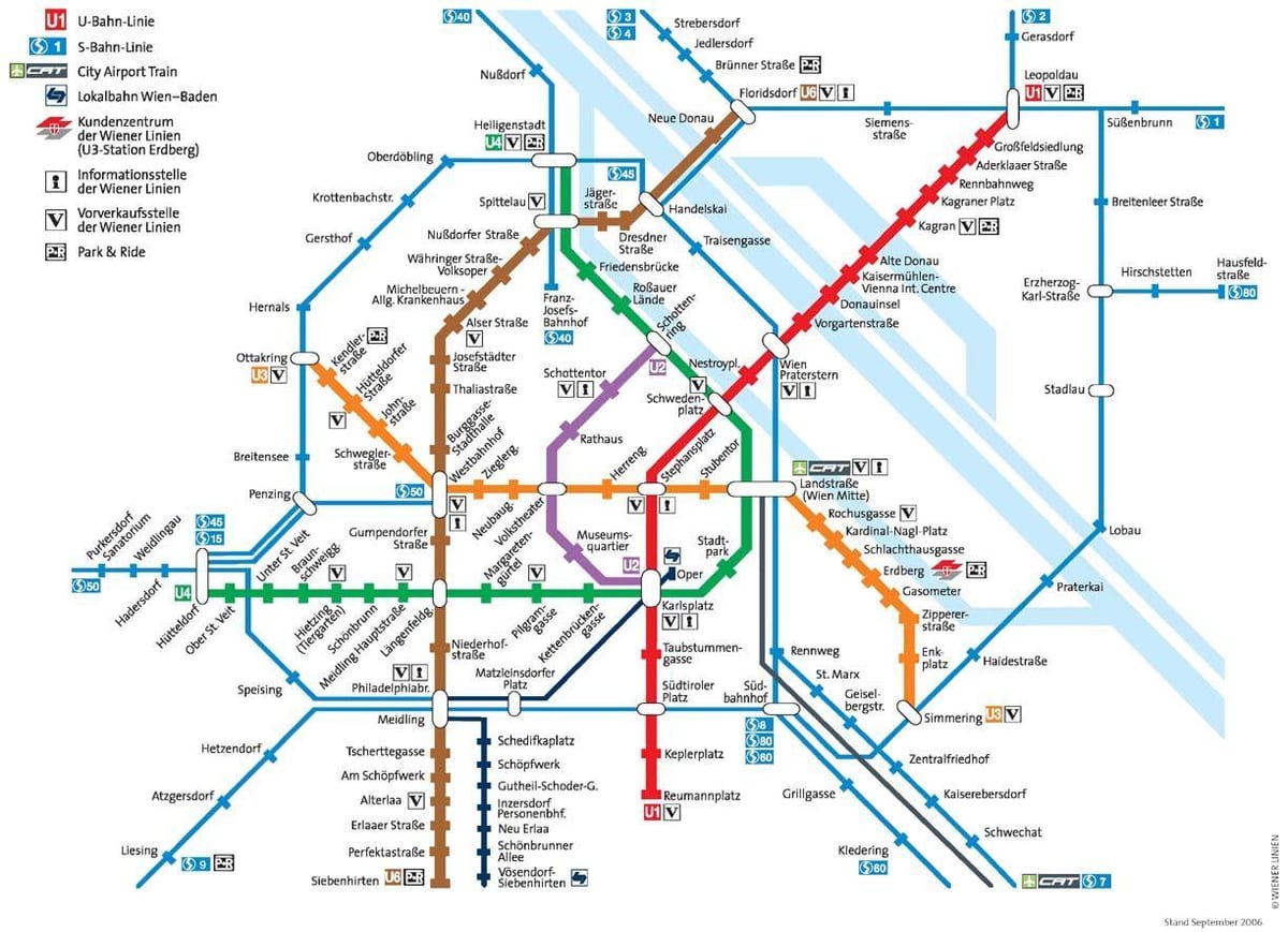 Beču Austrije metro mapu