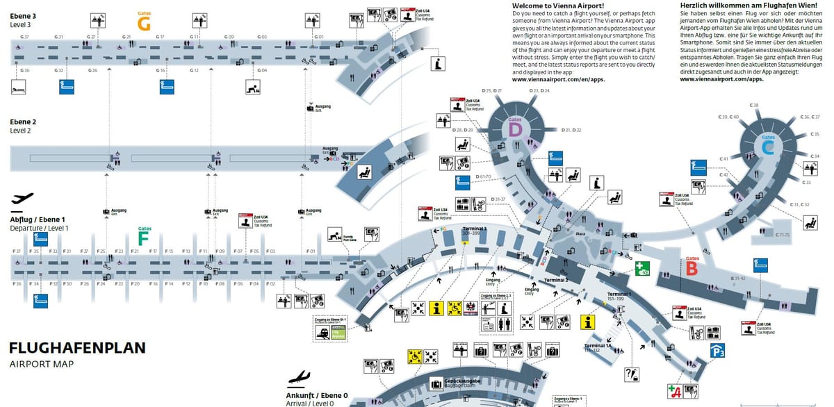 Beču Austrije aerodrom mapu