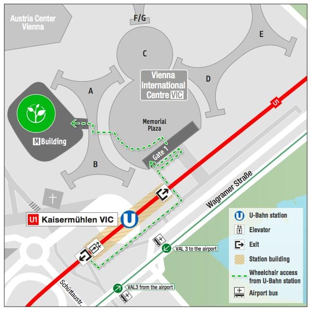 Mapa Beču centru međunarodne