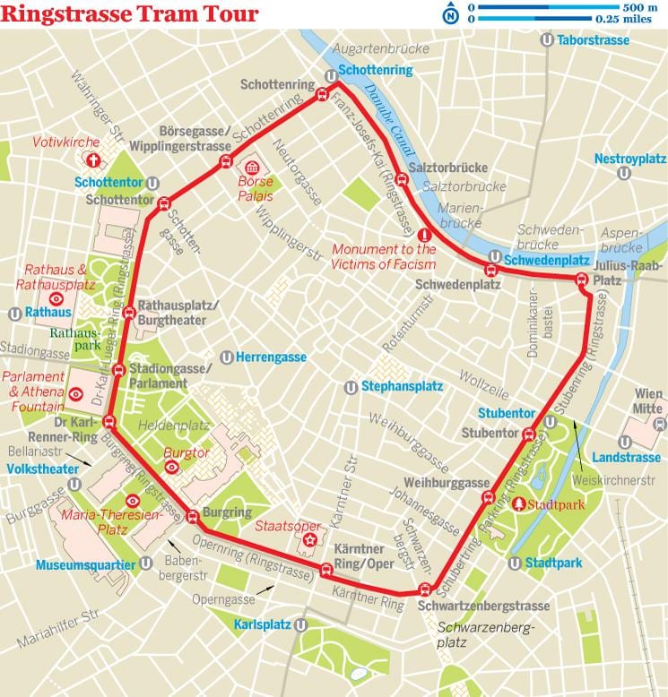Beču prsten tramvaj put mapu