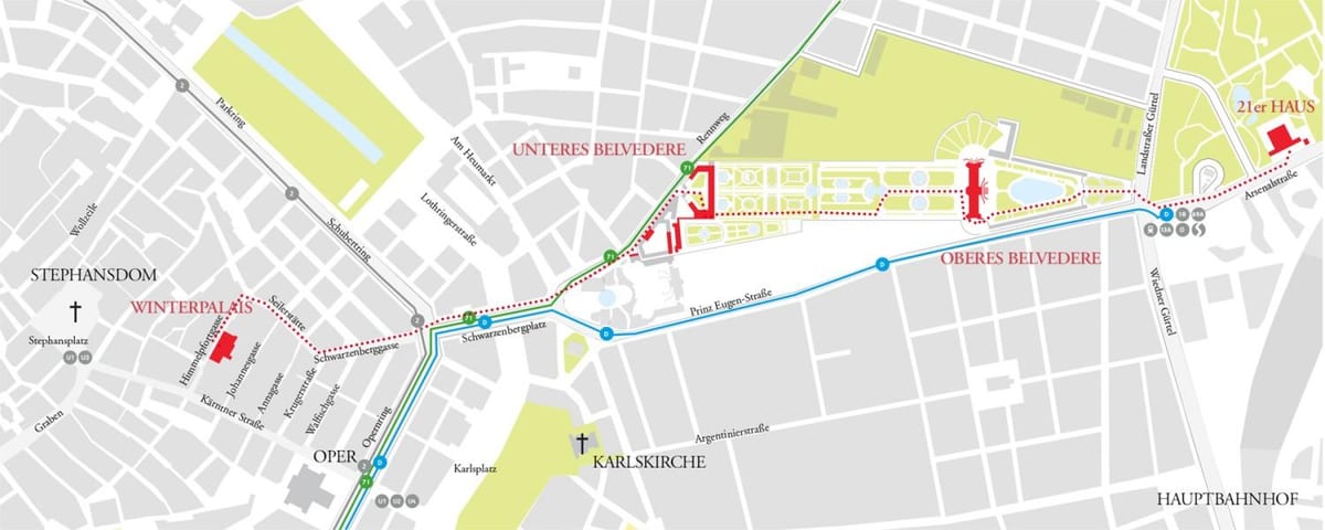 Mapa belvedere Beču