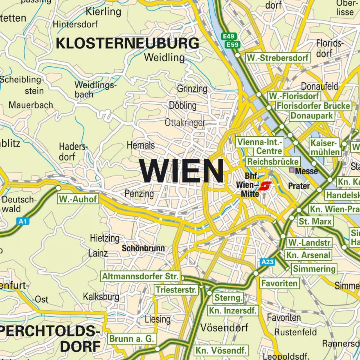 mapa pokazuje Beču