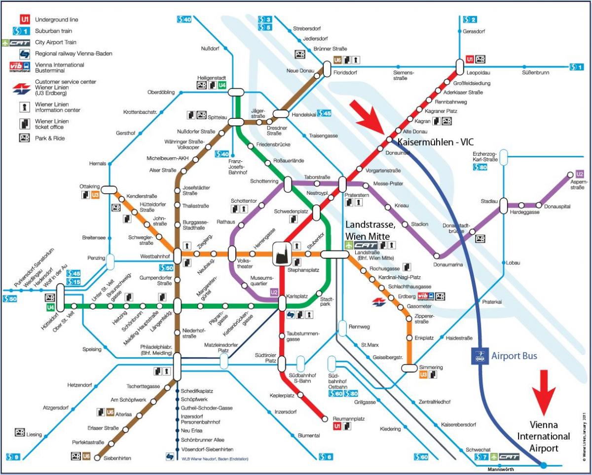 Mapa Beč mitte stanica