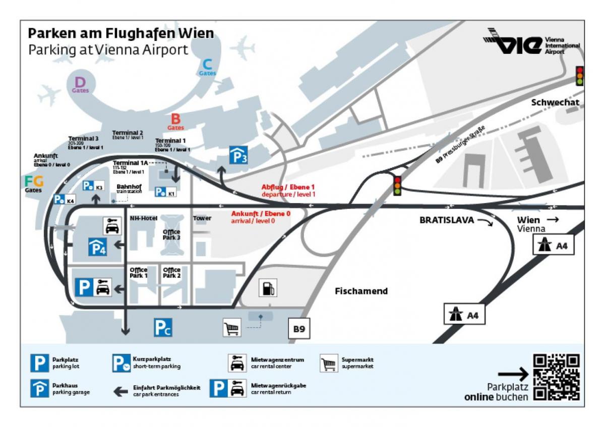 Mapa Beču aerodrom parking