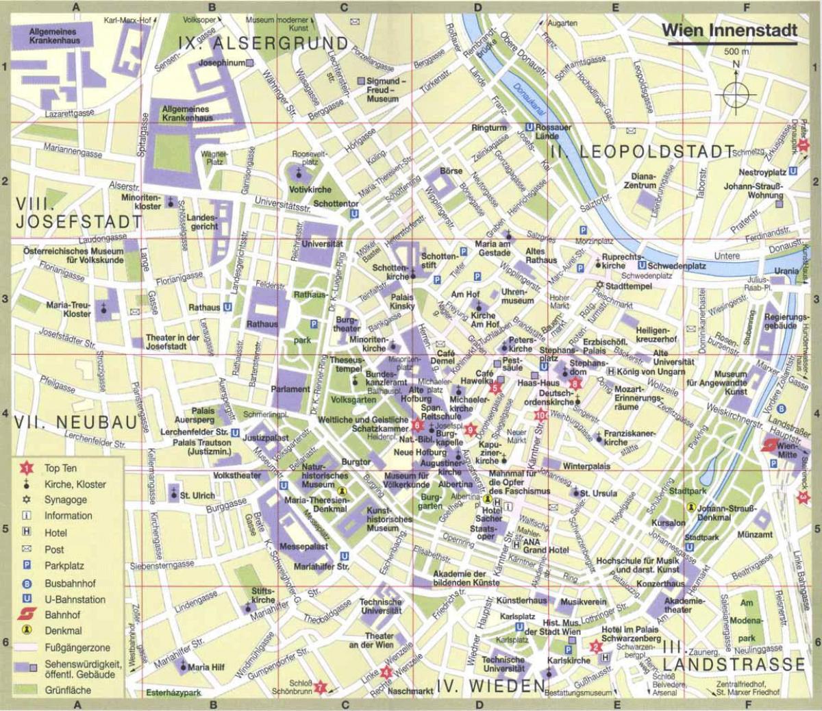 Beč grad turističke mapu