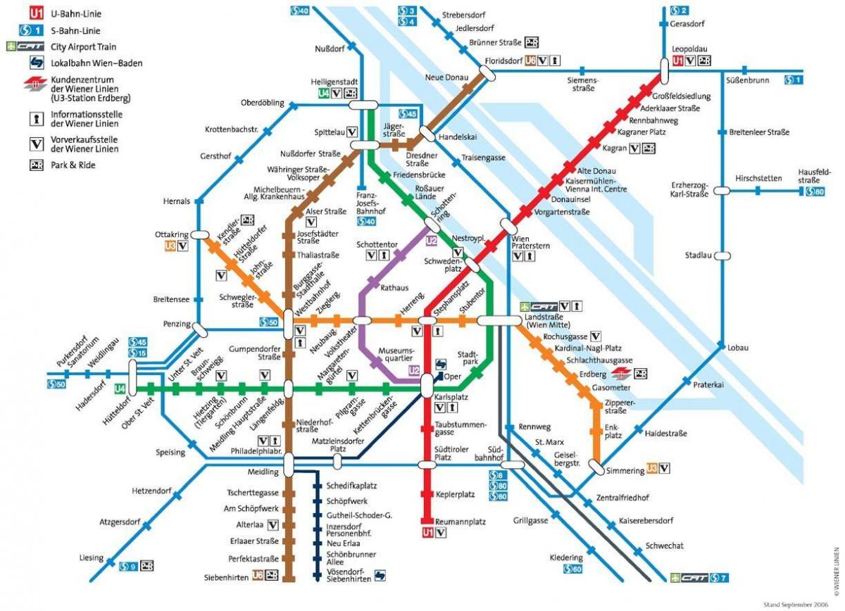 Beču Austrije metro mapu