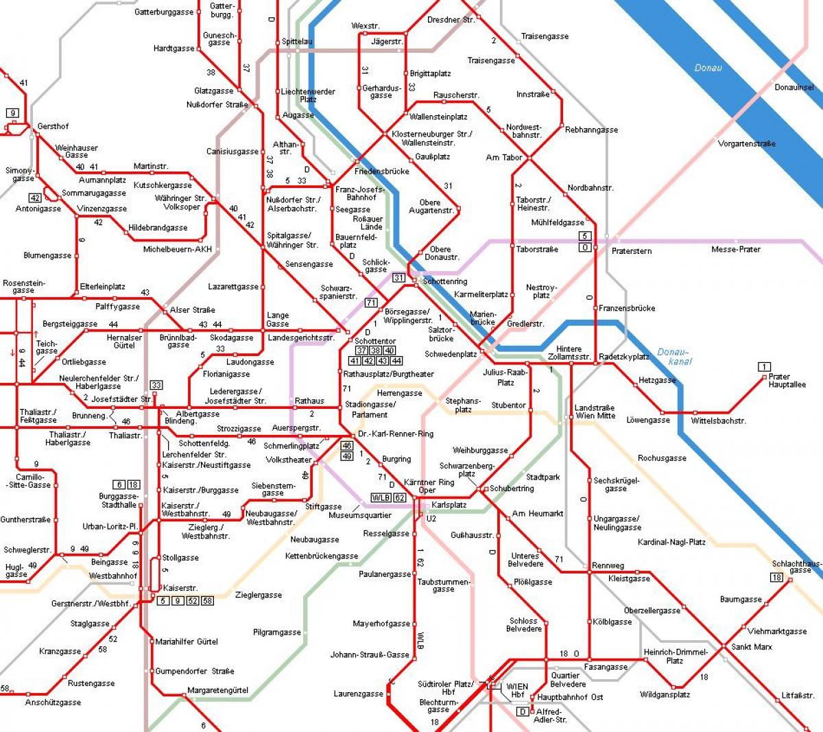 Beču Austrije tramvaj mapu