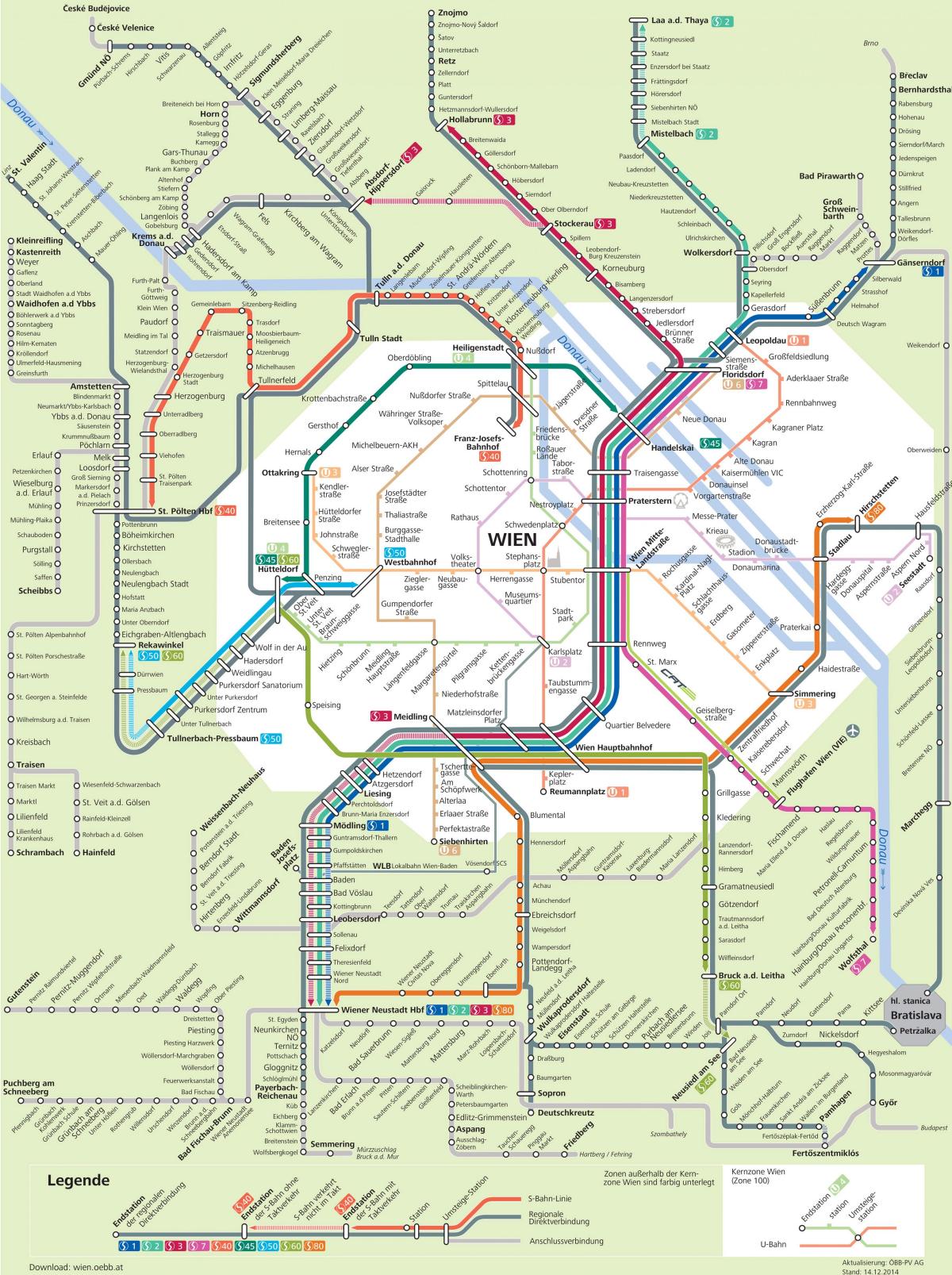 Beč grad transport mapu