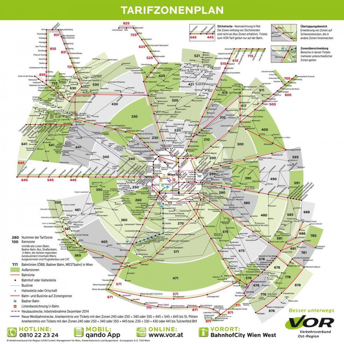 Mapa Beču transport zonama