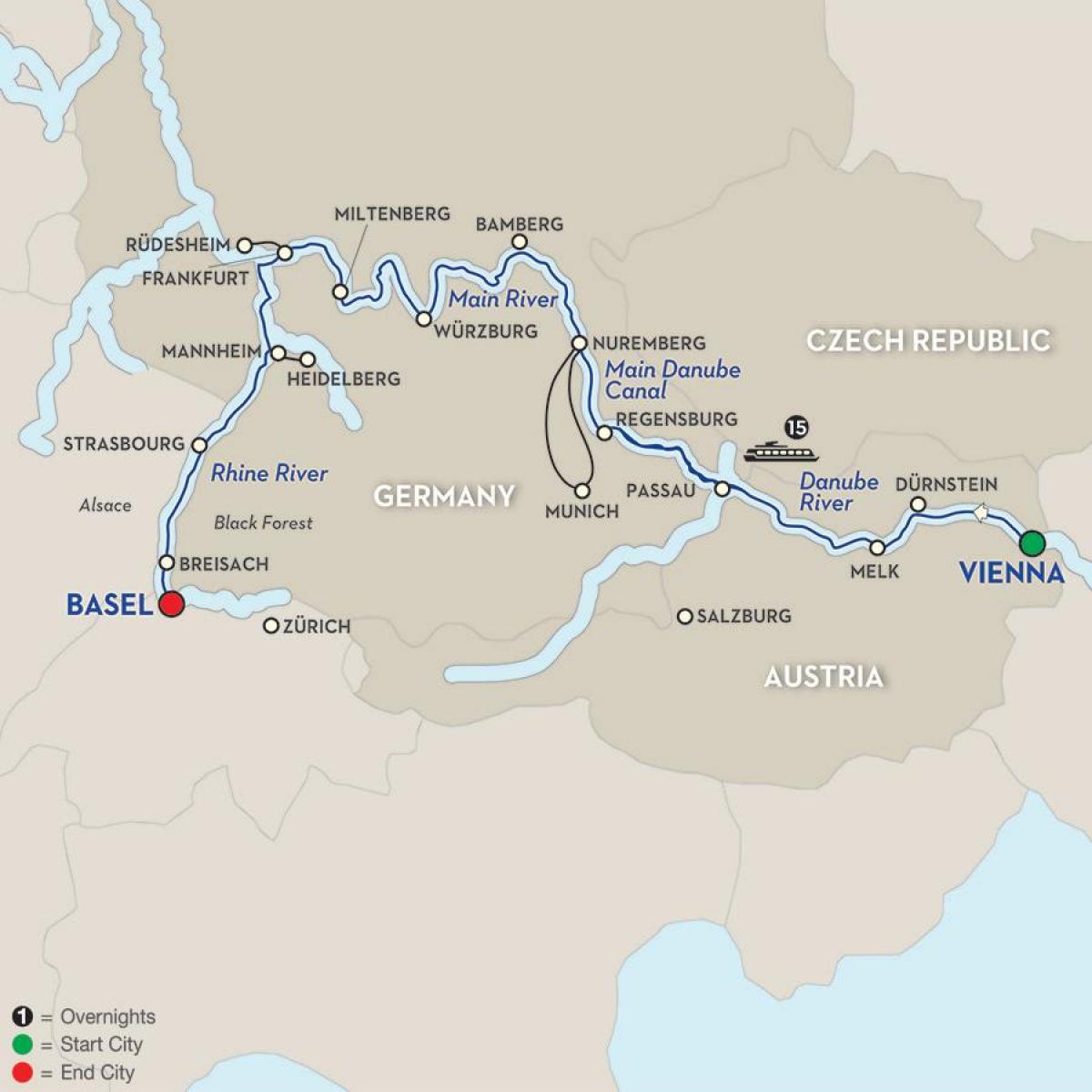Mapa na dunavu Beču 