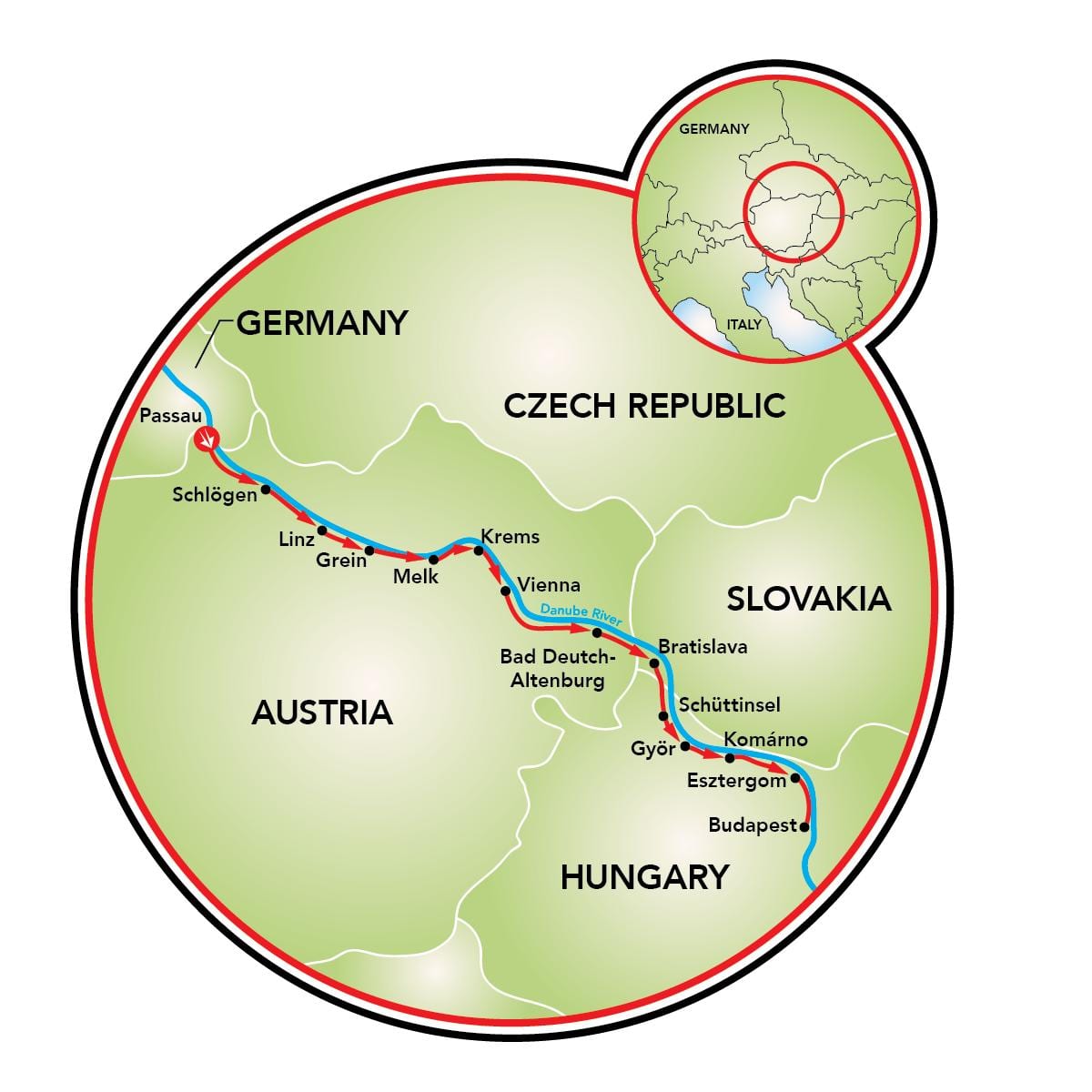 passau Beču bicikl mapu
