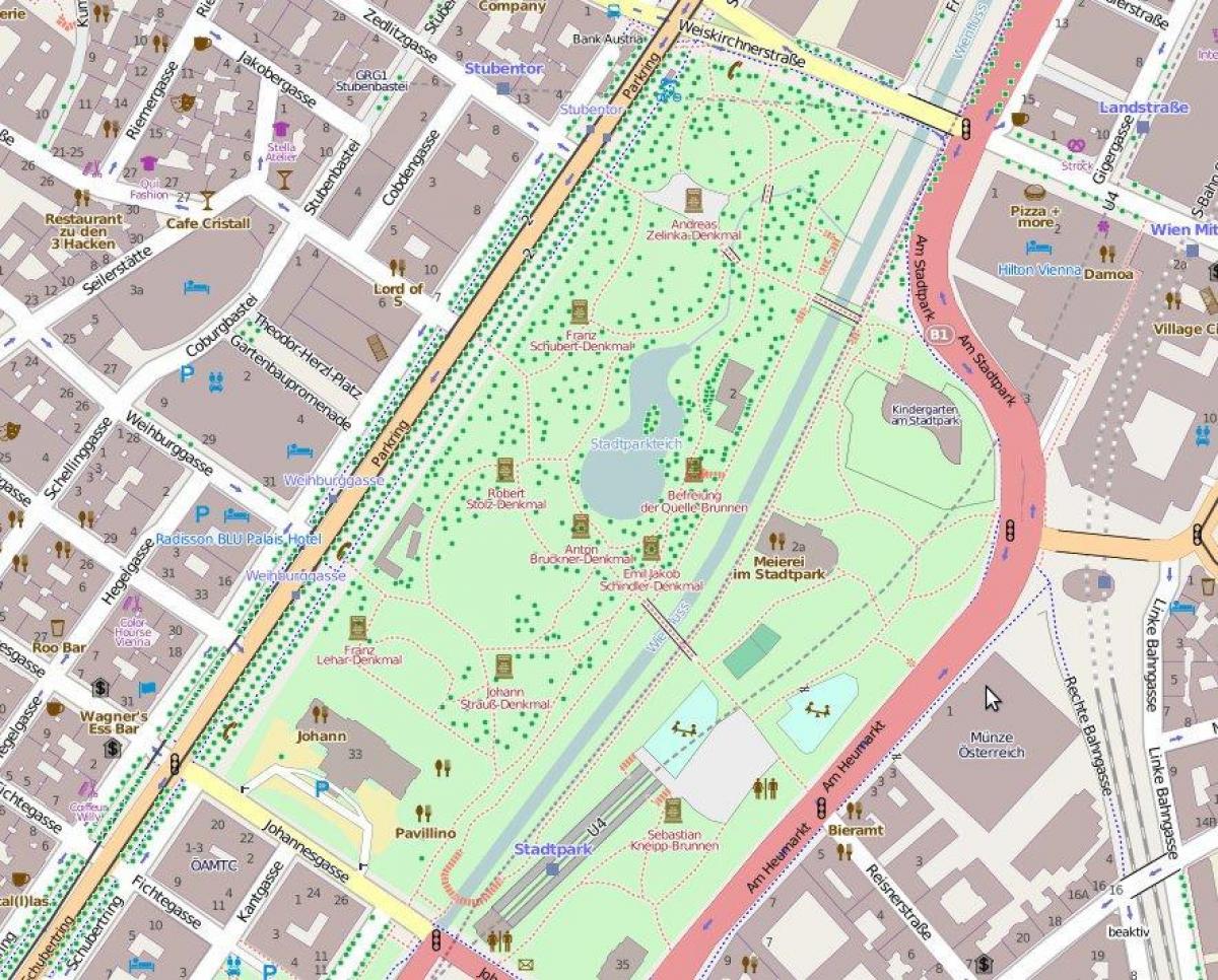 Mapa stadtpark Beču